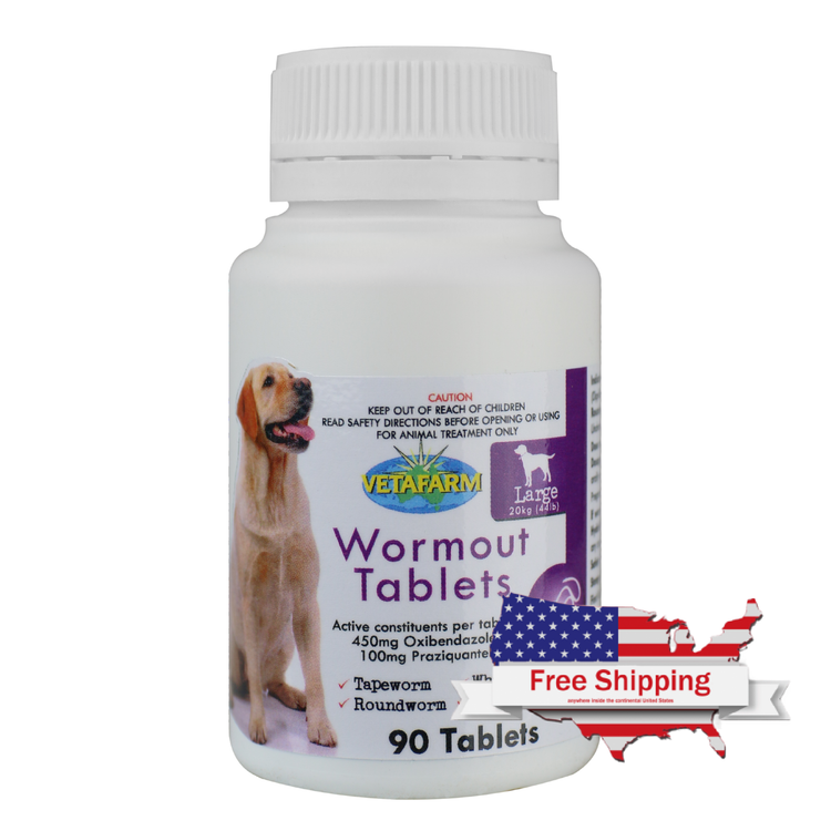 Wormout for Dogs 20kg – 50 ct | Vetafarm at ChickenAntibiotics.com