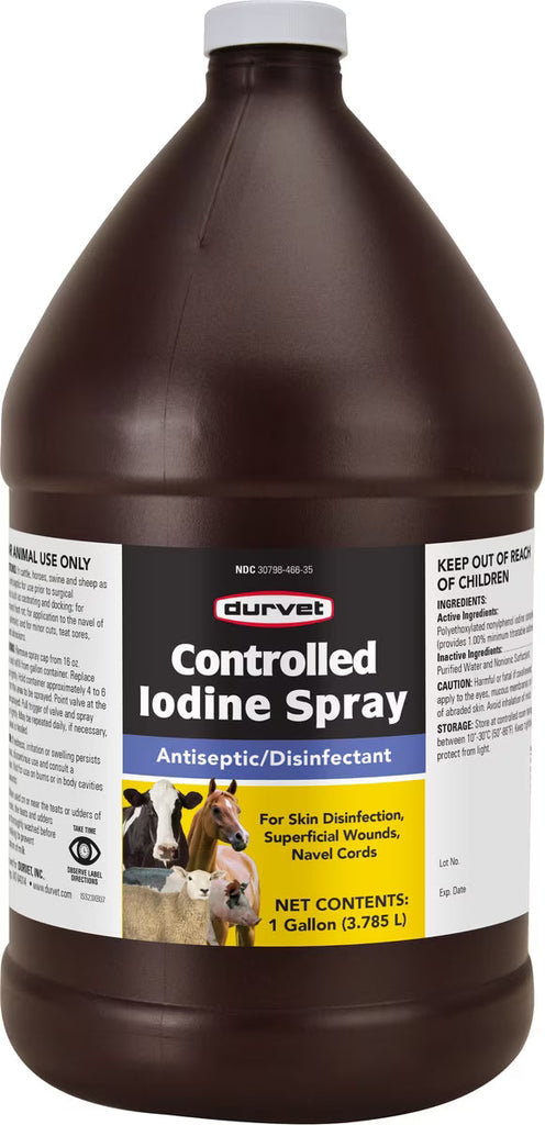 Durvet Controlled Iodine Farm Animal First Aid Spray, 1-gal | Chicken Antibiotics