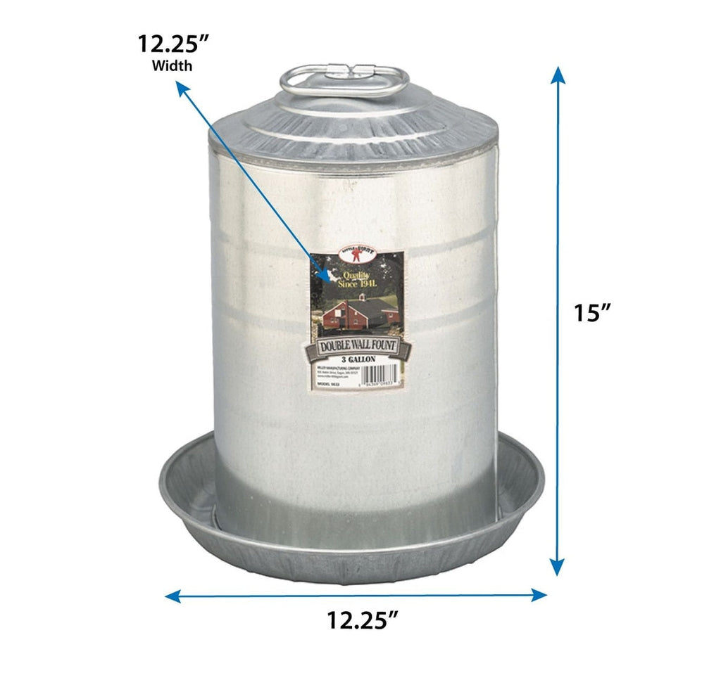 Little Giant Double Wall Metal Poultry Fount, 3-gal | Chicken Antibiotics
