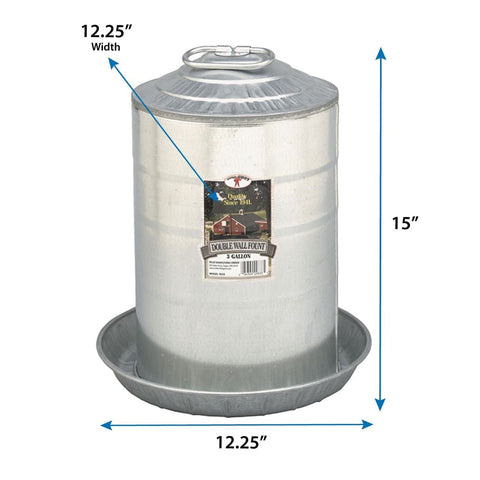 Little Giant Double Wall Metal Poultry Fount, 3-gal | Chicken Antibiotics