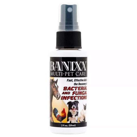 Banixx Anti-Bacterial, Anti-Fungal Spray for Dogs, Cats, Poultry, Horses 2oz 8oz - 2 fl oz | Chicken Antibiotics