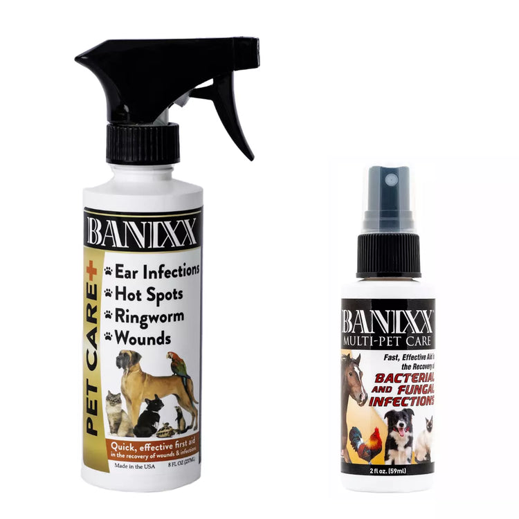Banixx Anti-Bacterial, Anti-Fungal Spray for Dogs, Cats, Poultry, Horses 2oz 8oz - 2 fl oz | Chicken Antibiotics