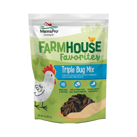 Farmhouse Favorites™ Triple Bug Mix – High-Protein Treat for Chickens, Ducks & Poultry | Chicken Antibiotics